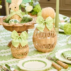 Rattan Woven Egg Family with Loops