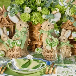 Rattan Woven Egg Family with Loops