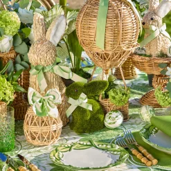 Rattan Woven Egg Family with Loops