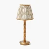 Rechargeable Bamboo Lamp with Putty Ikat Shade (18cm)