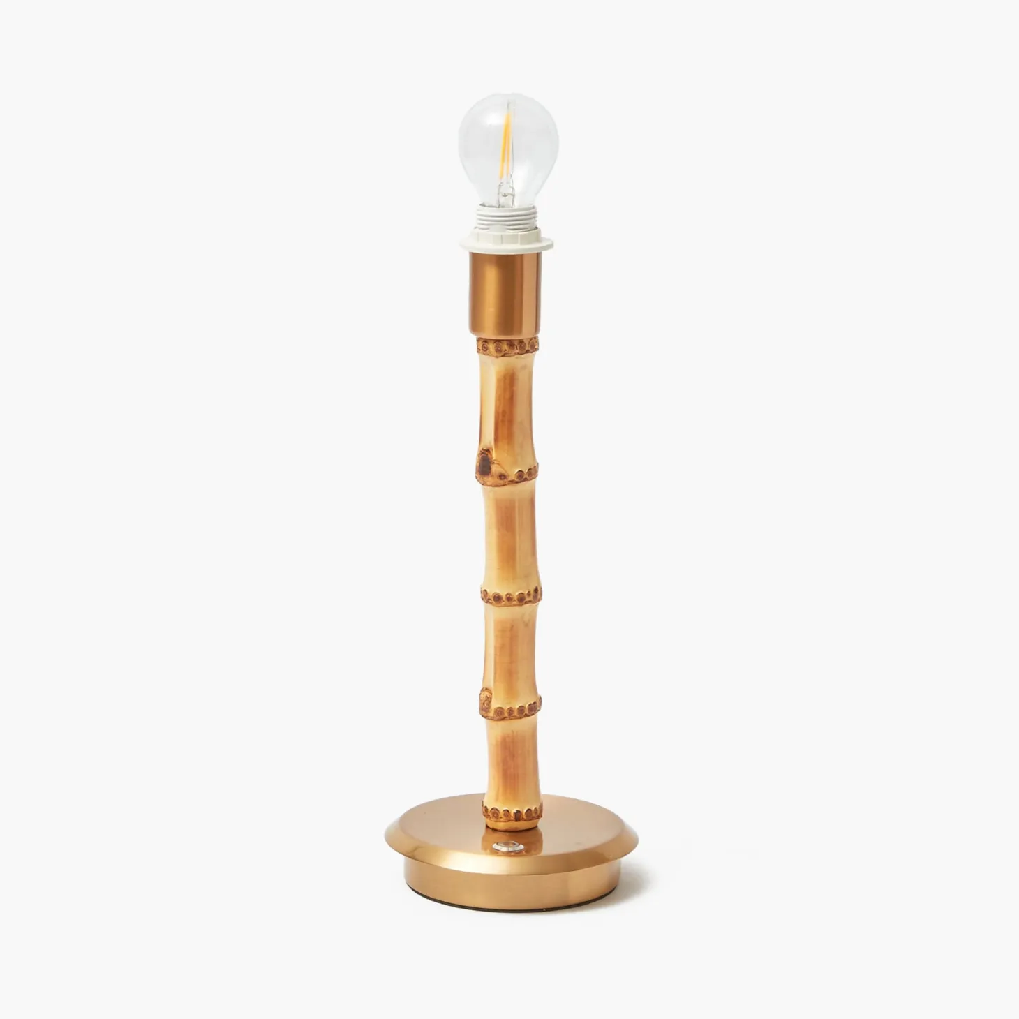 Rechargeable Bamboo Lamp with Putty Ikat Shade (18cm)