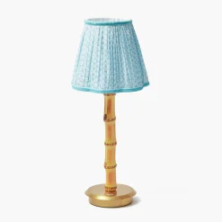 Rechargeable Bamboo Lamp with Soft Blue Lotus Shade (18cm)