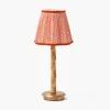 Rechargeable Bamboo Lamp with Orange Lotus Shade (18cm)