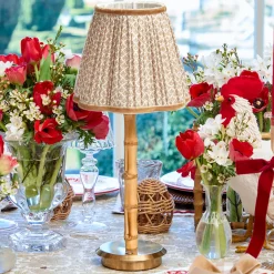 Rechargeable Bamboo Lamp with Putty Lotus Shade (18cm)