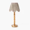 Rechargeable Bamboo Lamp & Chocolate Lotus Deep Scalloped Shade (18cm)