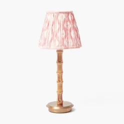 Rechargeable Bamboo Lamp & Pink Ikat Shade (18cm)