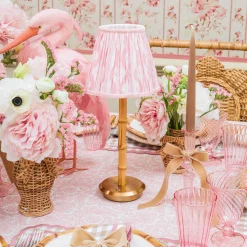 Rechargeable Bamboo Lamp & Pink Ikat Shade (18cm)