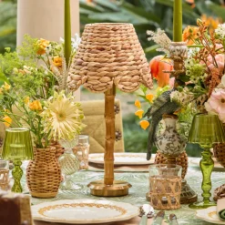 Rechargeable Bamboo Lamp with Natural Seagrass Shade