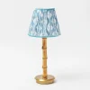 Rechargeable Bamboo Lamp with Blue Ikat Shade (18cm)