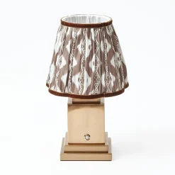 Rechargeable Lamp with Chocolate Ikat Shade (18cm)