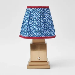 Rechargeable Lamp with Cobalt & Red Lotus Shade (18cm)