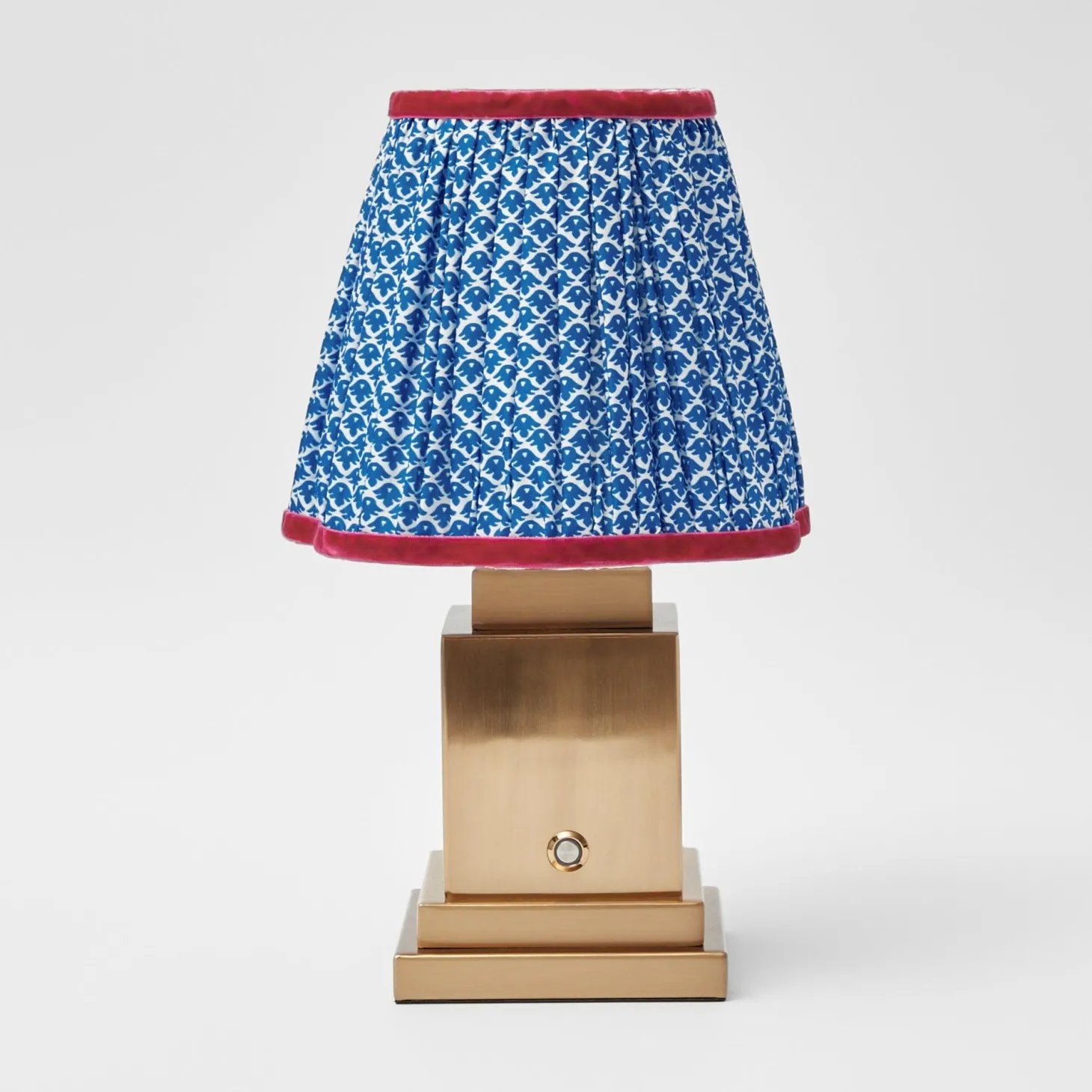 Rechargeable Lamp with Cobalt & Red Lotus Shade (18cm)