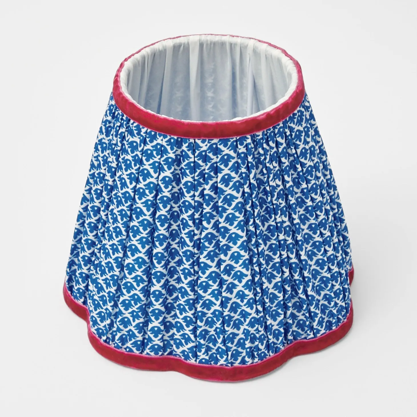 Rechargeable Lamp with Cobalt & Red Lotus Shade (18cm)
