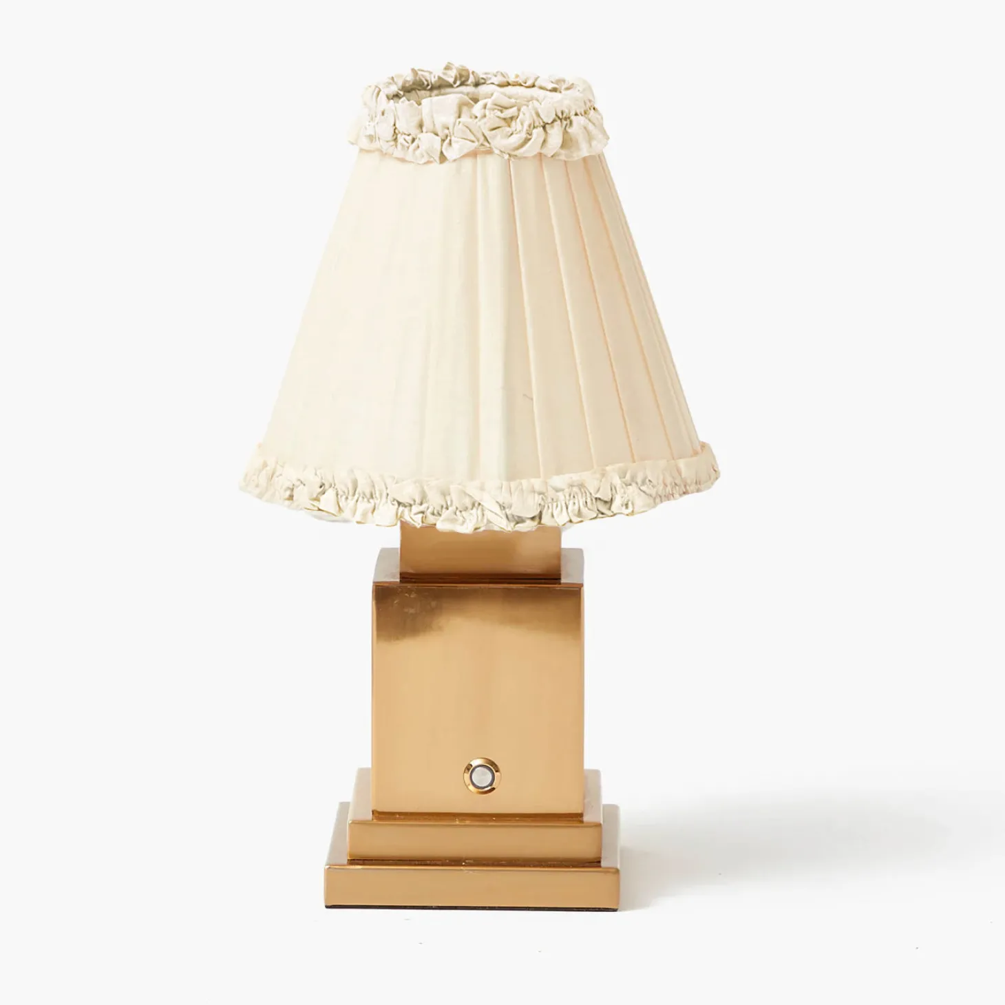 Rechargeable Lamp with Cream Frilled Silk Shade (18cm)