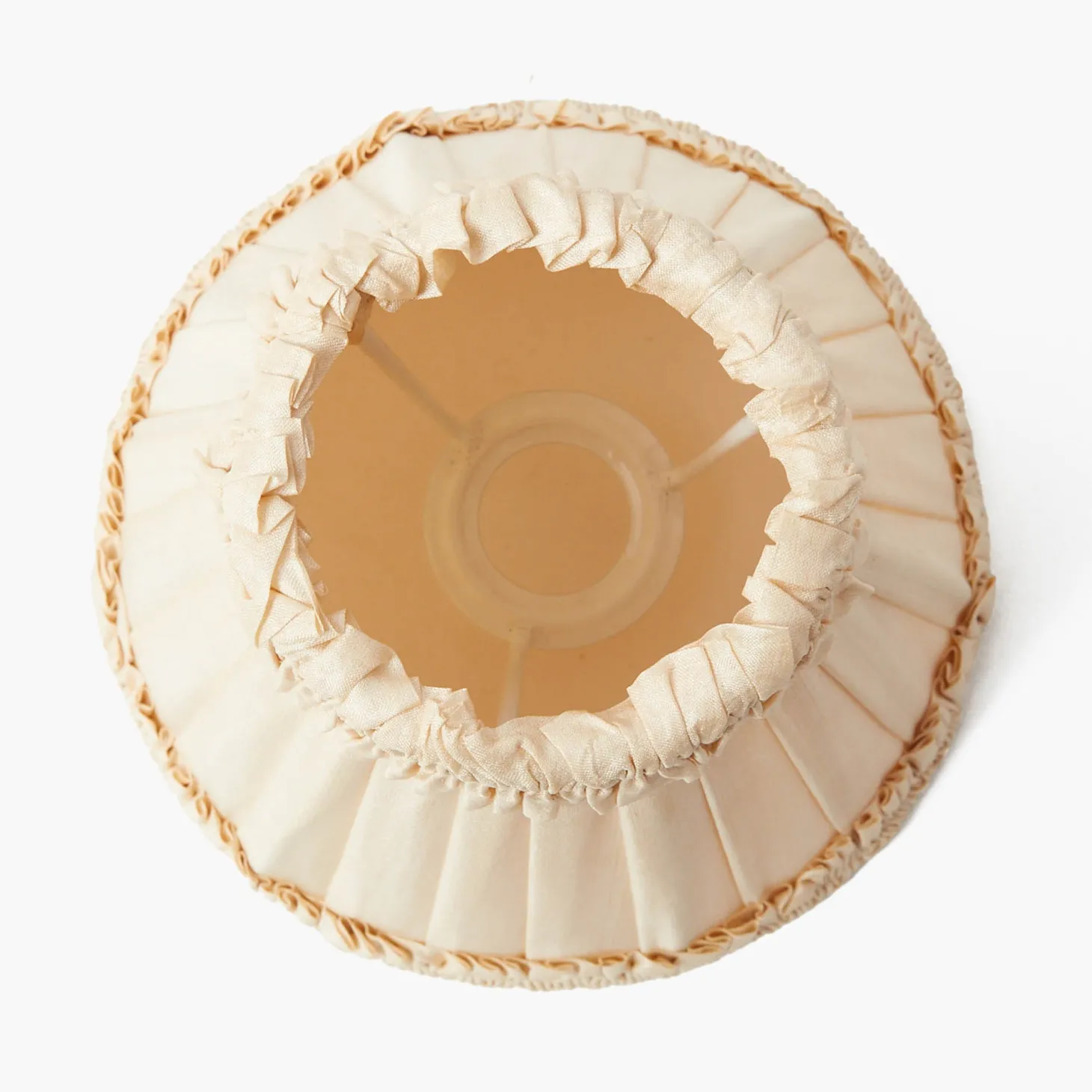 Rechargeable Lamp with Cream Frilled Silk Shade (18cm)