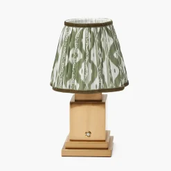 Rechargeable Lamp with Olive Ikat Shade (18cm)