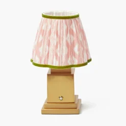 Rechargeable Lamp with Pink & Green Ikat Shade (18cm)