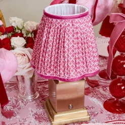 Rechargeable Lamp with Raspberry Lotus Shade (18cm)