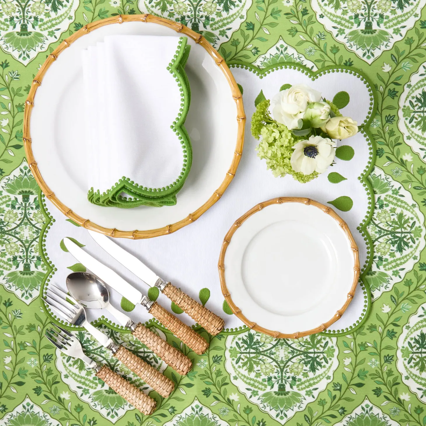 Rectangular Bettina White Placemats & Napkins (Set of 4)