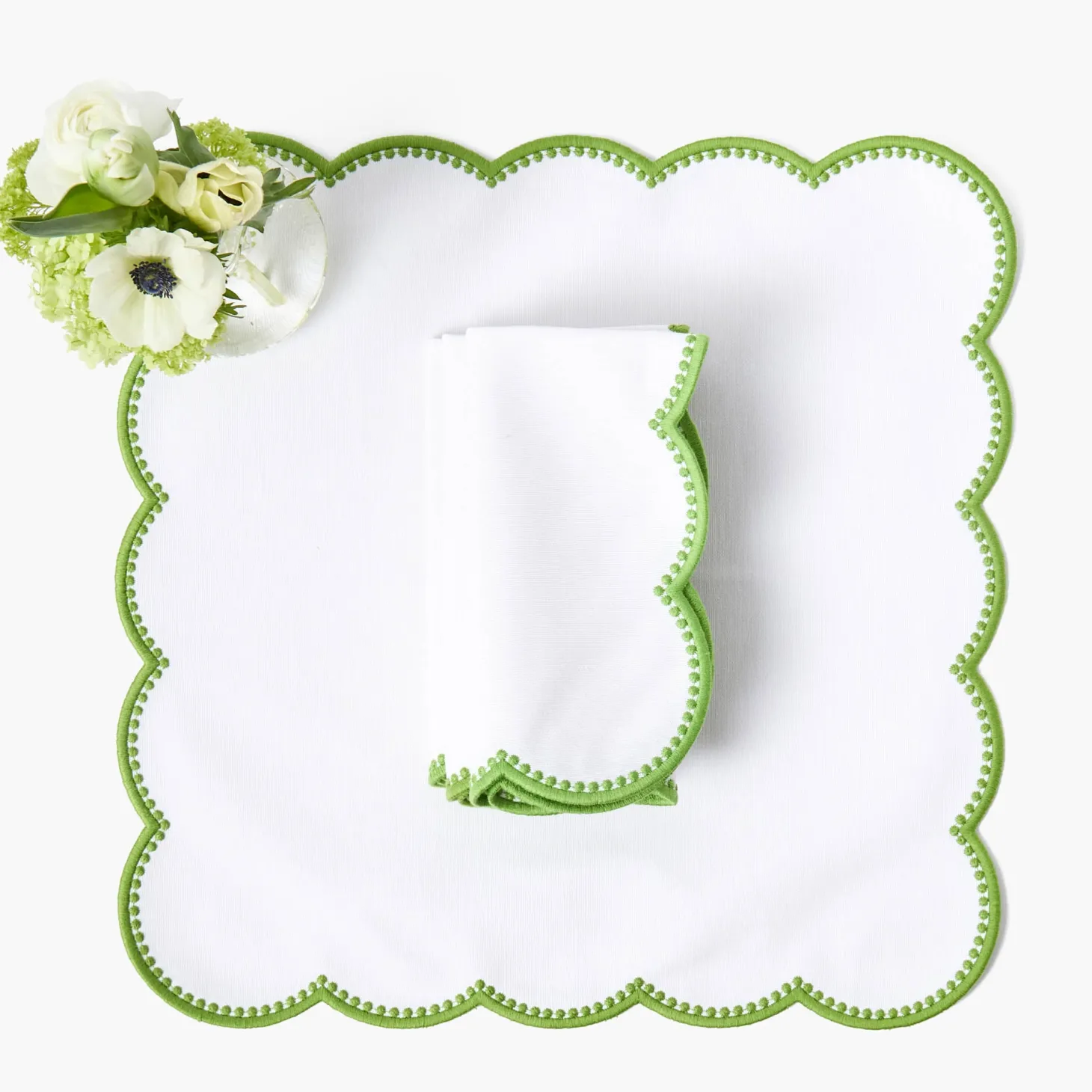 Rectangular Bettina White Placemats & Napkins (Set of 4)