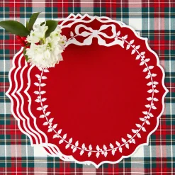 Red Bow Laurel Placemats (Set of 4)