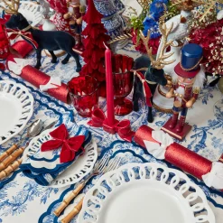 Red Ceramic Bow Candleholder (Pair)