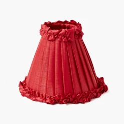 Red Frilled Silk Lampshade (18cm)
