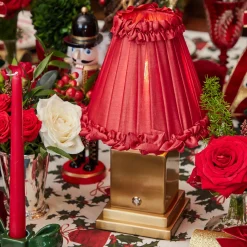 Red Frilled Silk Lampshade (18cm)