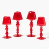 Red Glass Lantern Tea Light Holder Set