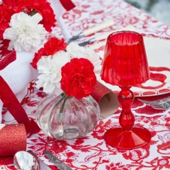 Red Glass Lantern Tea Light Holder Set