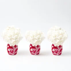Red Hand Painted Tole Bud Vases (Set of 3)