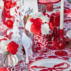 Red Hand Painted Tole Bud Vases (Set of 3)