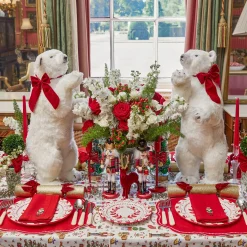 Red Linen Embroidered Nutcracker Napkins (Set of 4)