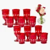 Red Scalloped Glassware (Set of 12)