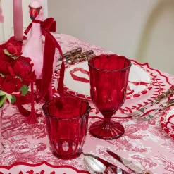 Red Scalloped Glassware (Set of 12)