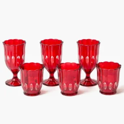 Red Scalloped Glassware (Set of 12)