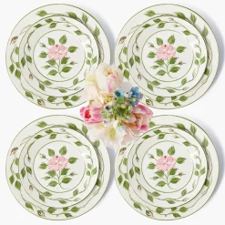 Rose Bud Dinner & Starter Plates (Set of 8)