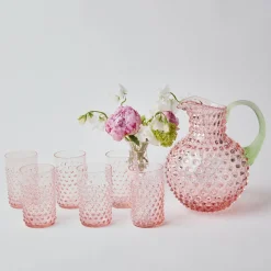 Rose Hobnail Jug with Emerald Handle