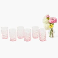 Rose Pink Hobnail Glasses (Set of 6)