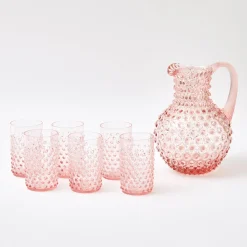 Rose Pink Hobnail Glasses (Set of 6)