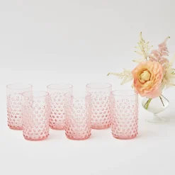 Rose Pink Hobnail Glasses (Set of 6)