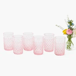 Rose Pink Hobnail Glasses (Set of 6)
