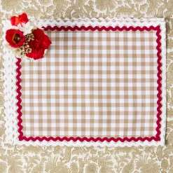 Rossina Putty Gingham & Red Placemats (Set of 4)