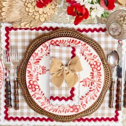 Rossina Putty Gingham & Red Placemats & Napkins (Set of 4)