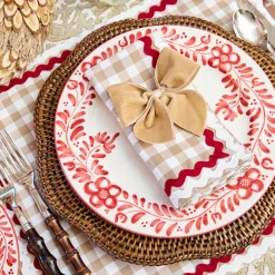 Rossina Putty Gingham & Red Placemats & Napkins (Set of 4)