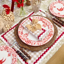 Rossina Putty Gingham & Red Placemats & Napkins (Set of 4)