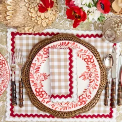Rossina Putty Gingham & Red Napkins (Set of 4)