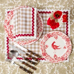 Rossina Putty Gingham & Red Napkins (Set of 4)