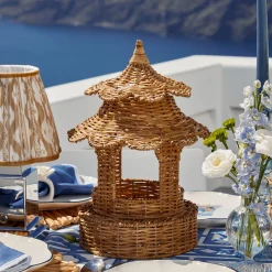 Round Scalloped Rattan Pagoda Lantern
