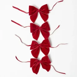 Ruby Red Velvet Napkin Bows (Set of 4)